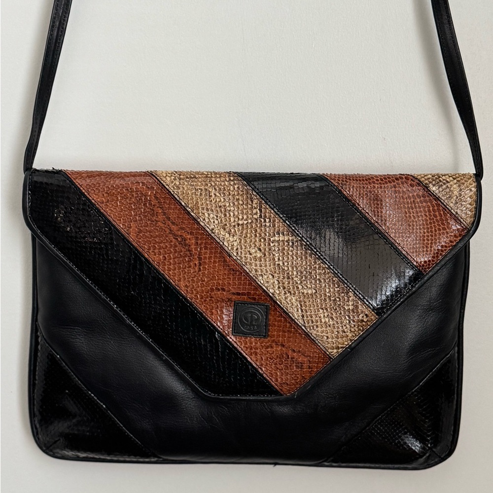 Cuero Vaca Vintage Leather, Snakeskin, Envelope Clutch & shoulder bag.